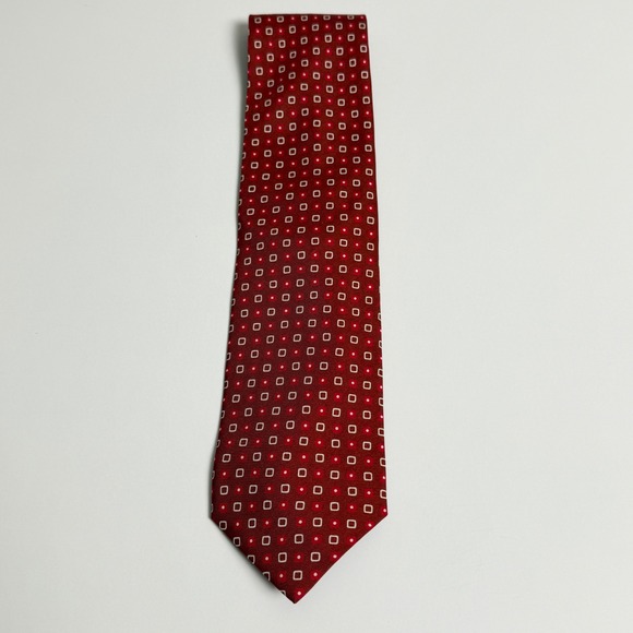 Gianfranco Ferre Other - Gianfranco Ferre Red‎ Geometric Square Dot 100% Silk Tie Italy